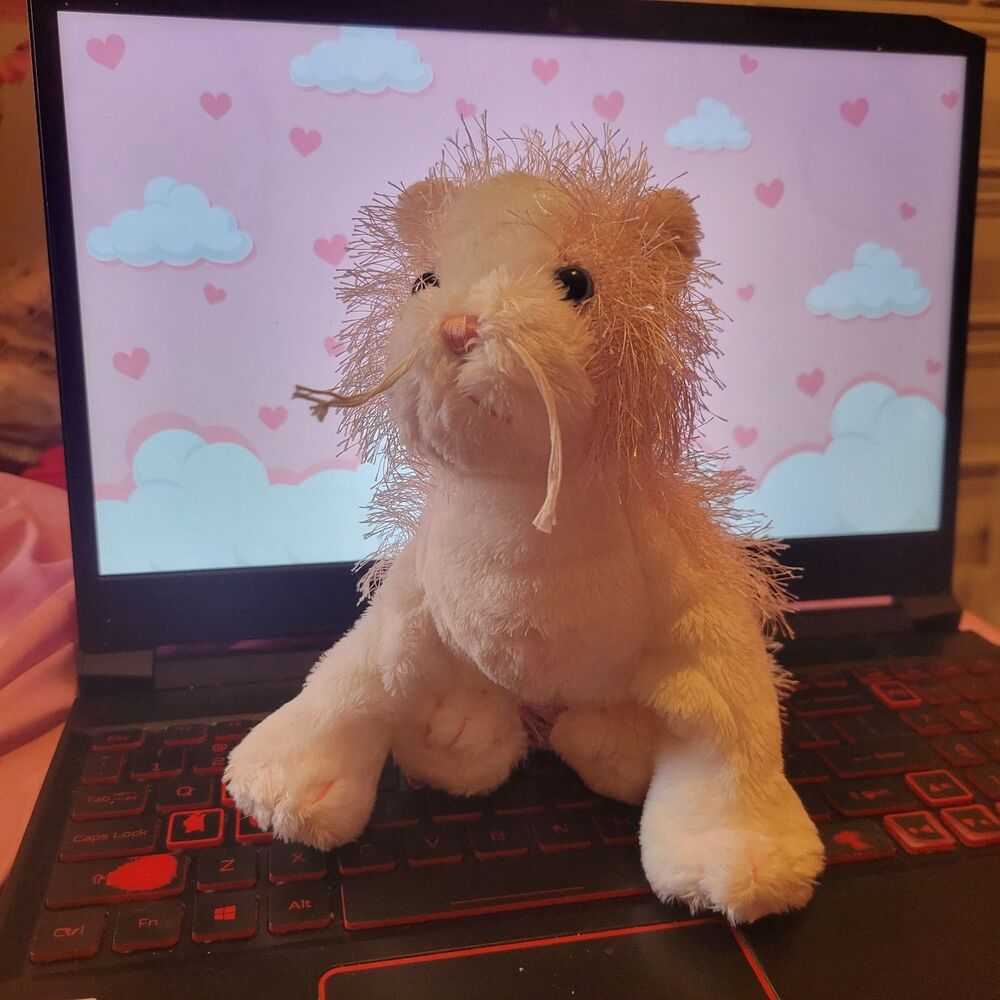 NO CODE - Webkinz Classic Pink and White Cat Plush